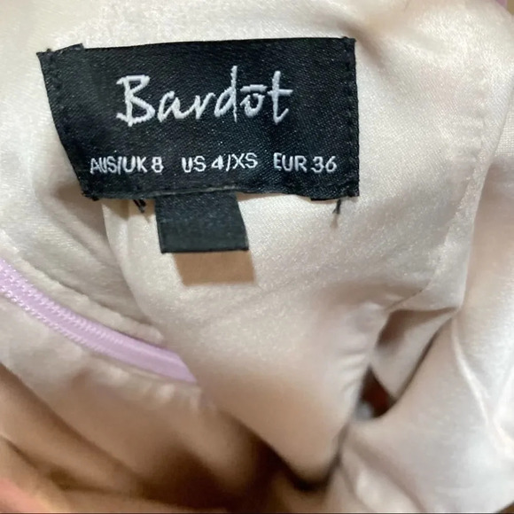 BARDOT Flora Lace Overlay Midi Dress Pink Size 4 - Picture 6 of 8